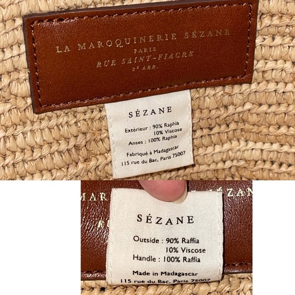 Sézane Isabelle Raffia Embroidered Daisy Bag Chain Flowers Cream White EUC - Picture 7 of 12